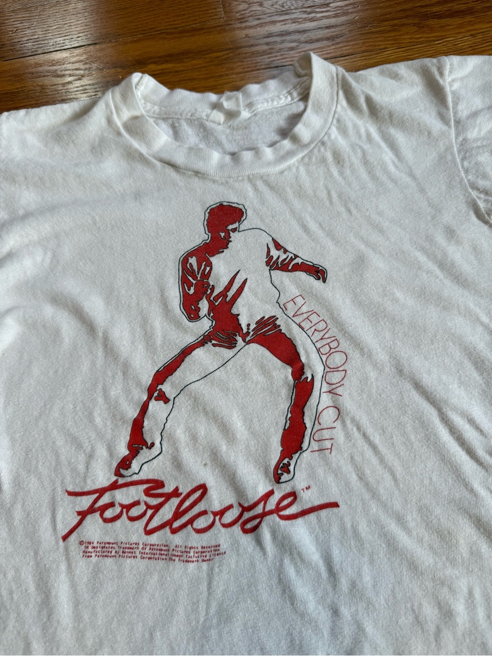 Footloose Vintage T Shirt 80s Everybody Cut RARE Youth Kids 10/12 Movie Promo - Picture 2 of 10